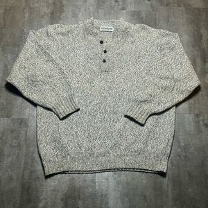 Vintage Windriver Wool Cotton Knit Henley Sweater Mens XL